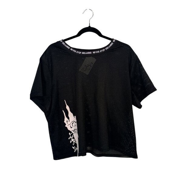 Disney Boutique Tangled Rapunzel Mesh Athletic Jersey XL Black Cropped - Picture 2 of 3